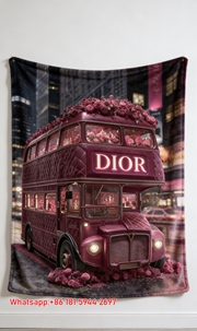 Dior Rose Double Decker Bus Flannel Blanket D091